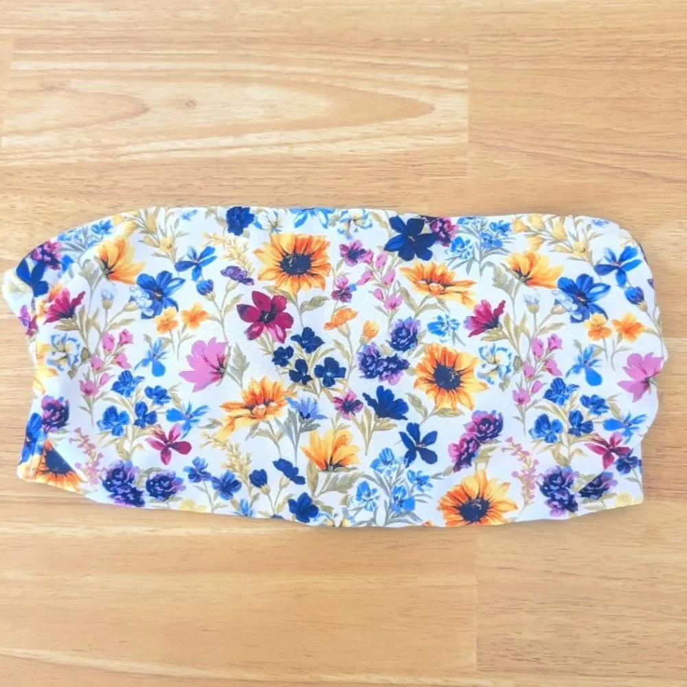 Old Navy Printed Bandeau Swim Top & High Waist Bottoms Wildflower Size S/XS